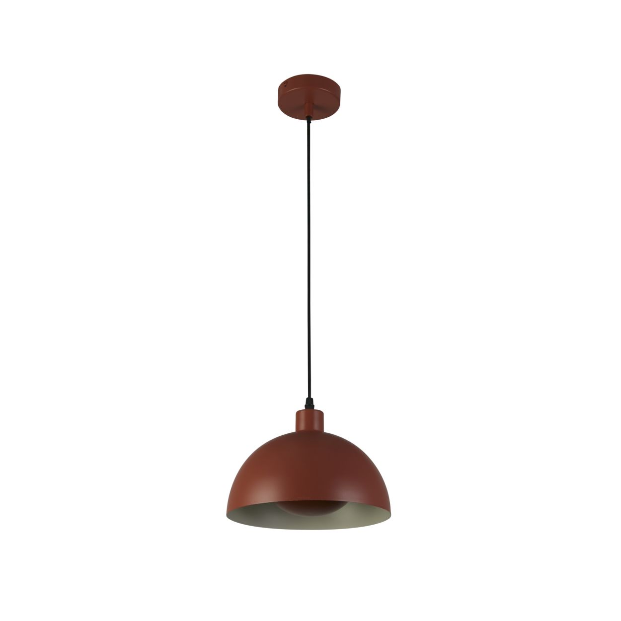 Searchlight Mars 1LT Hanglamp, Burnt Orange Metaal & Crème Inner 40cm