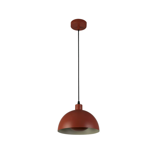 Searchlight Mars 1LT Hanglamp, Burnt Orange Metaal & Crème Inner 40cm