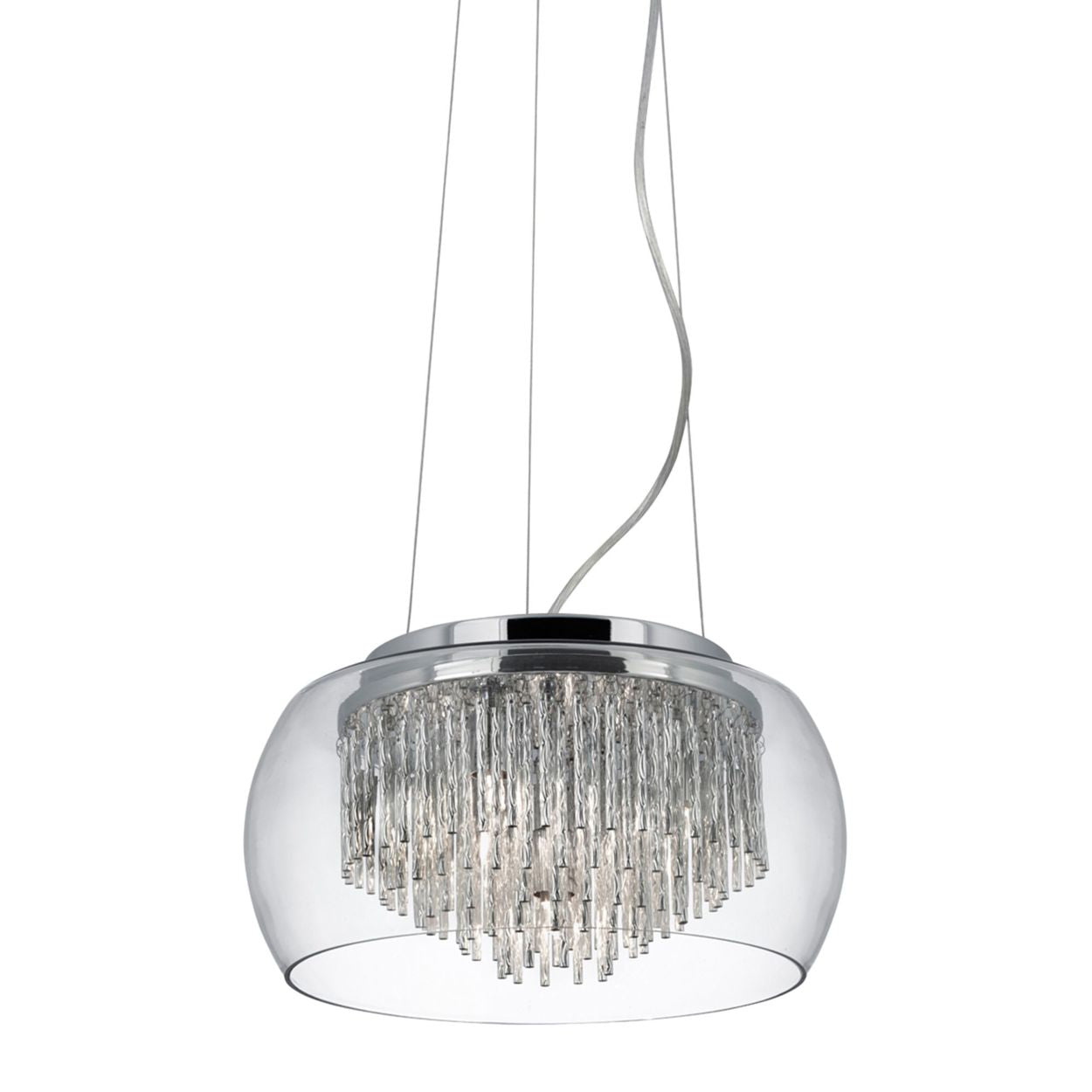 Searchlight Curva 4Lt Hanglamp Chroom Metaal & Kristal Glas