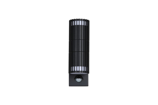 Searchlight Detroit 2Lt Up/Down Buiten Wandlamp with PIR, Zwart Metaal