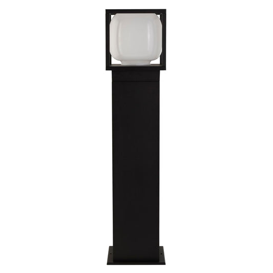 Searchlight Athens Buiten Post Zwart Metaal & Opal Glas
