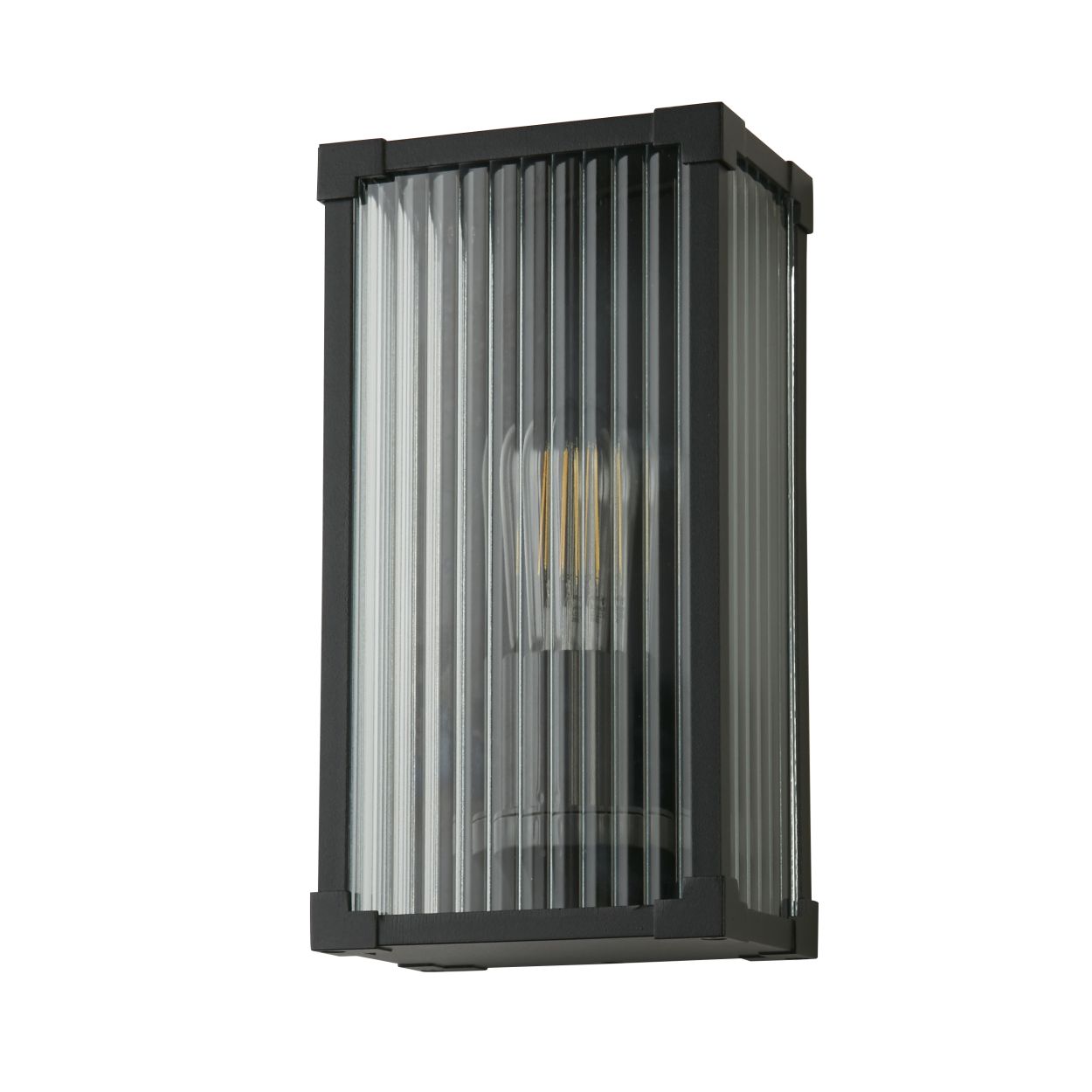 Searchlight Cincinnati Buiten Wandlamp Aluminium, Helder ribbed Glas