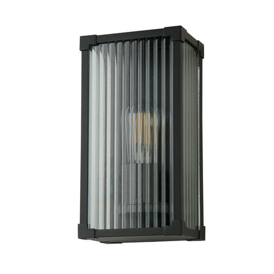 Searchlight Cincinnati Buiten Wandlamp Aluminium, Helder ribbed Glas