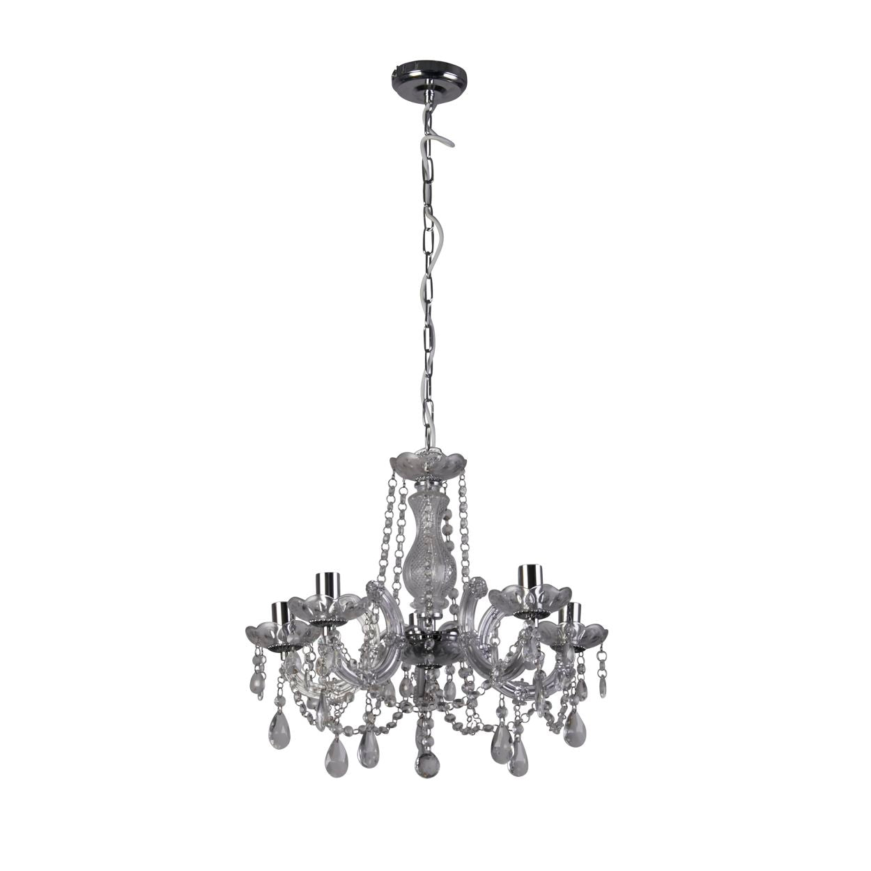 Searchlight Marie Therese 5Lt Hanglamp Chroom Metaal & Helder Acryl