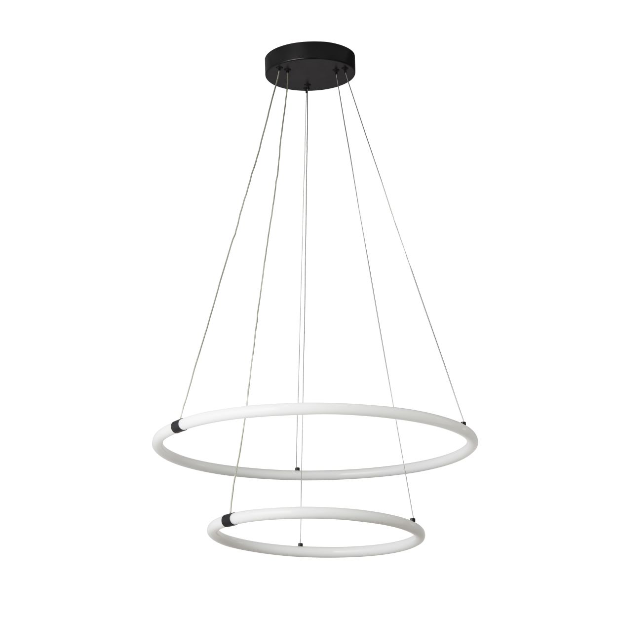 Searchlight Revolve 2Lt Ring Hanglamp Zwart Metaal & Opal Tubes