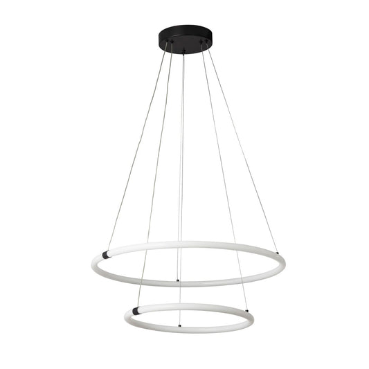 Searchlight Revolve 2Lt Ring Hanglamp Zwart Metaal & Opal Tubes