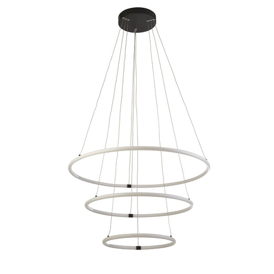 Searchlight Revolve 3Lt Ring Hanglamp Zwart Metaal & Opal Tubes