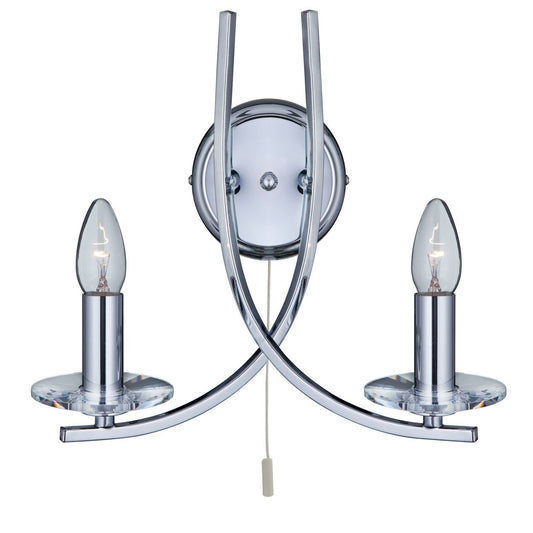 Searchlight Ascona 2Lt Wandlamp Chroom Metaal & Glas