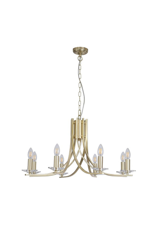 Searchlight Ascona 8Lt Hanglamp, Satin Messing Metaal & Glas