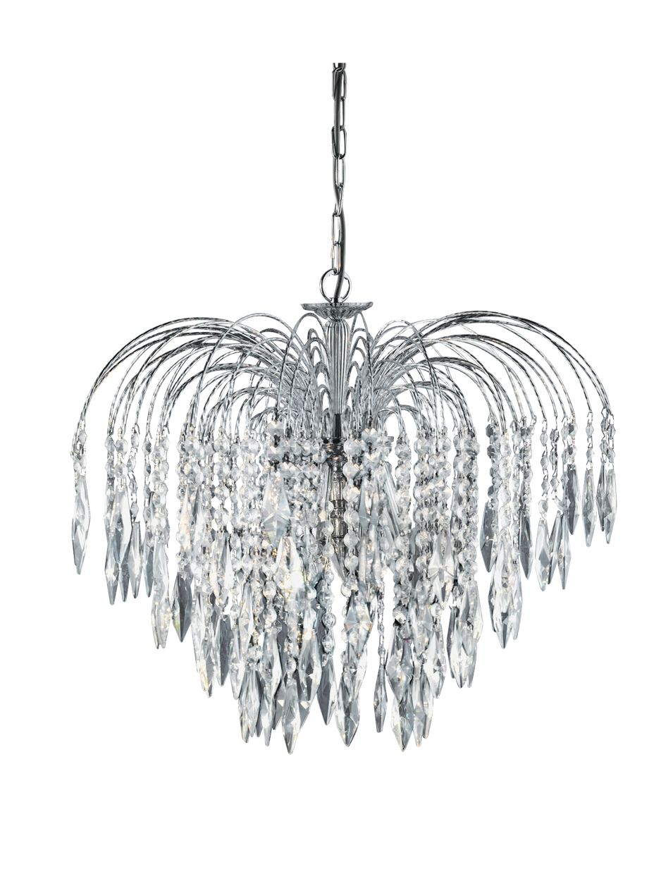 Searchlight Waterfall 5Lt Hanglamp Chroom Metaal & Kristal