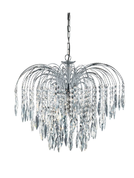 Searchlight Waterfall 5Lt Hanglamp Chroom Metaal & Kristal