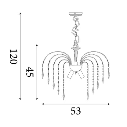 Searchlight Waterfall 5Lt Pendant  - Chrome Metal & Crystal