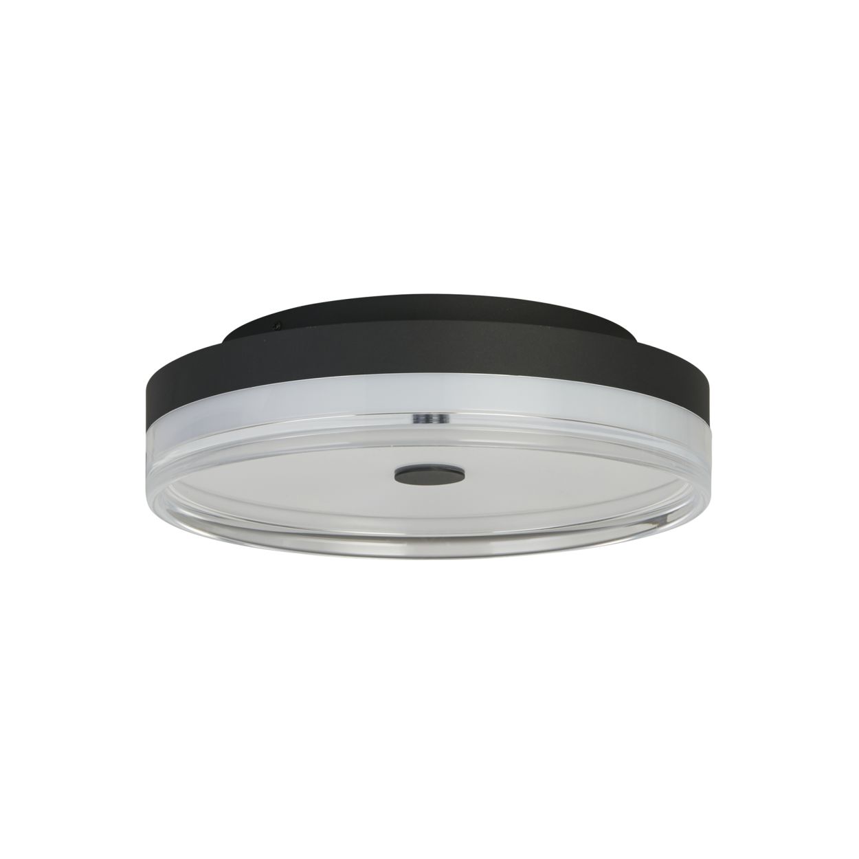 Searchlight Cyprus LED Flush, Zwart Metaal and Helder Acryl