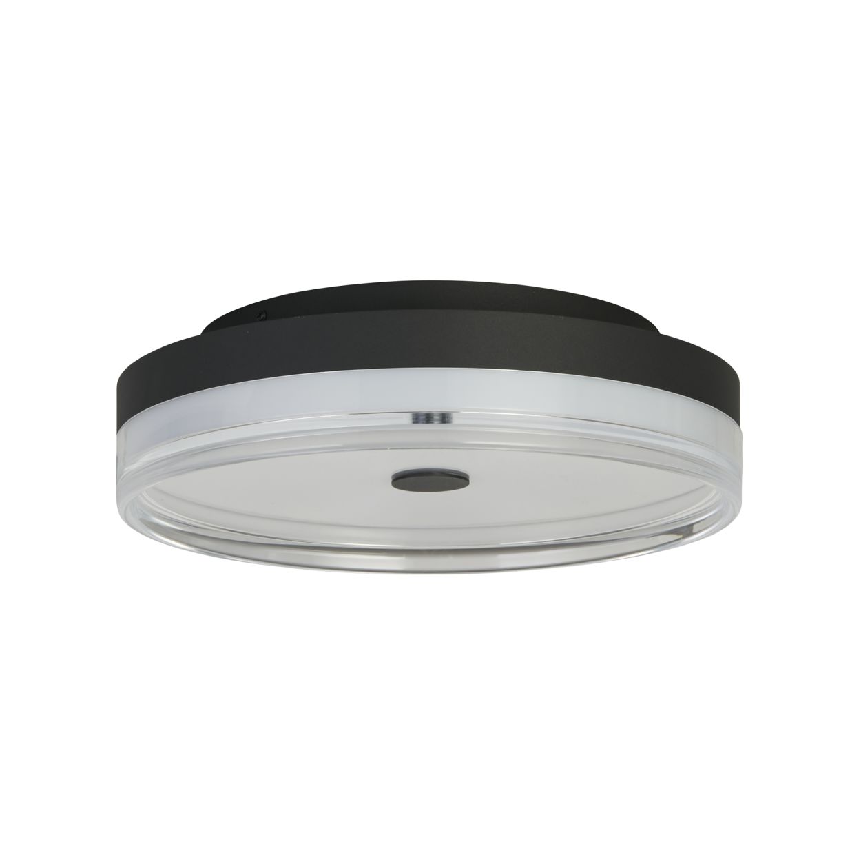 Searchlight Cyprus LED Flush, Zwart Metaal and Helder Acryl
