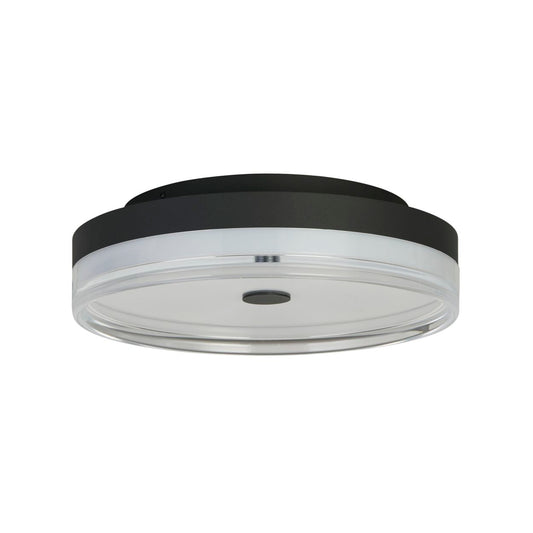 Searchlight Cyprus LED Flush, Zwart Metaal and Helder Acryl