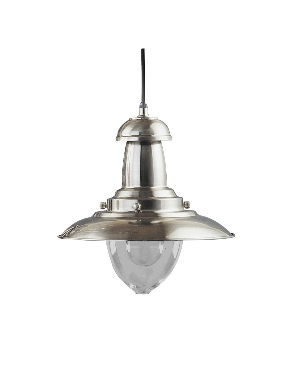 Searchlight Fisherman Hanglamp Satin Zilver Metaal & Glas