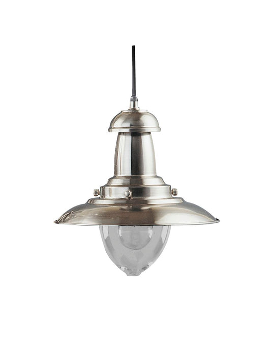 Searchlight Fisherman Hanglamp Satin Zilver Metaal & Glas