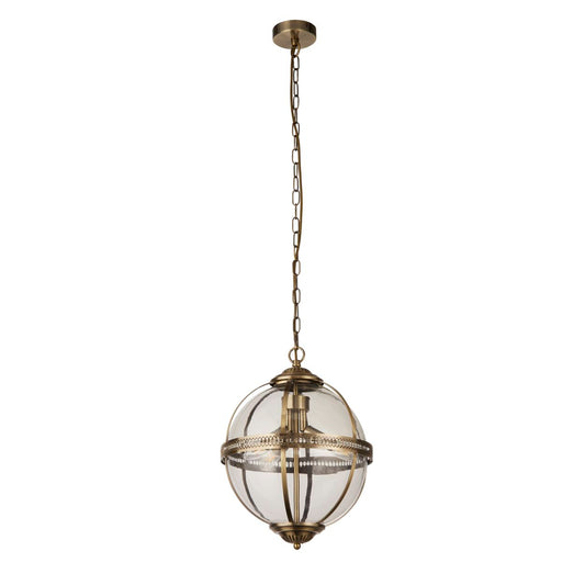 Searchlight Coronet 3Lt Hanglamp Antique Messing Metaal & Glas
