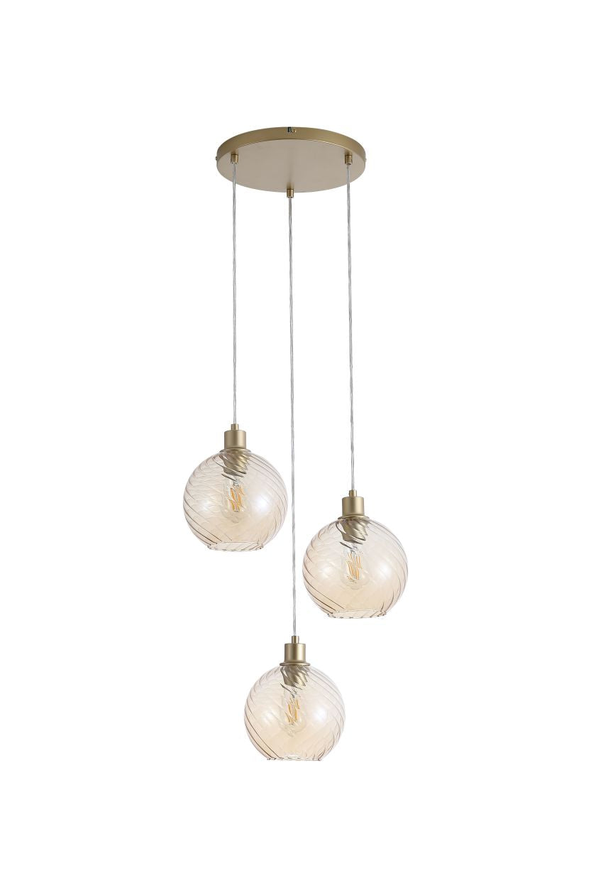 Searchlight Radiance 3Lt Multi Drop Hanglamp, Goud Metaal and Champagne G