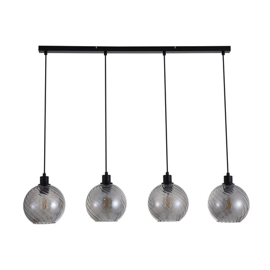 Searchlight Radiance 4Lt Bar Hanglamp, Zwart Metaal and Smoked Glas
