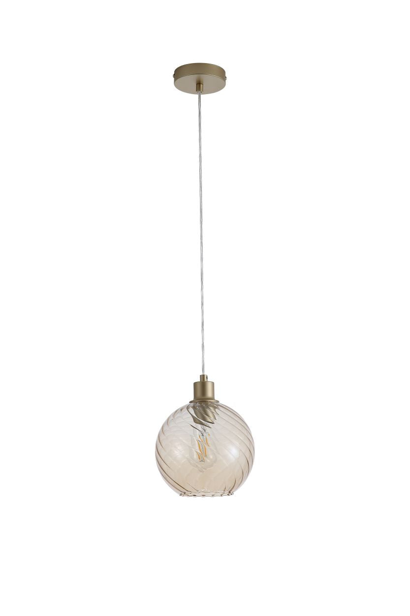 Searchlight Radiance 1Lt Hanglamp, Goud Metaal and Champagne Glas