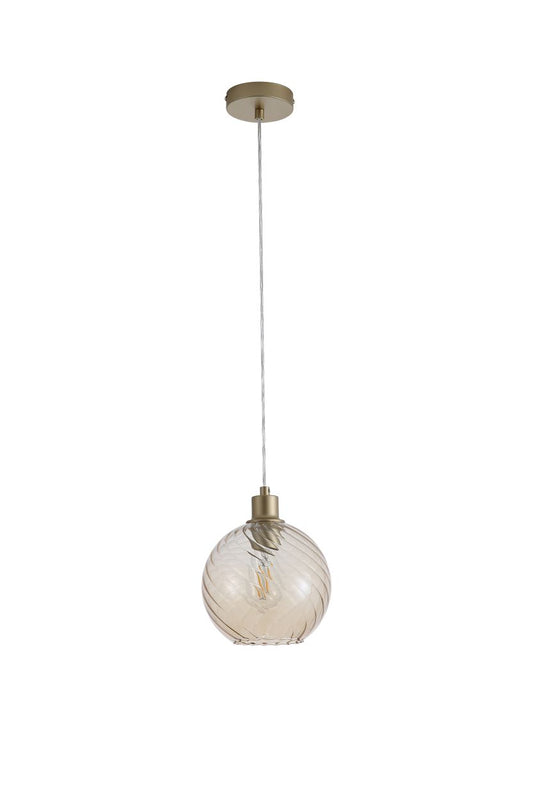 Searchlight Radiance 1Lt Hanglamp, Goud Metaal and Champagne Glas