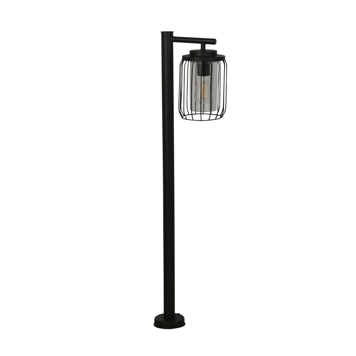 Searchlight Reed 1Lt Post Light, Zwart Metaal and PC Lampenkap