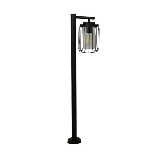 Searchlight Reed 1Lt Post Light, Zwart Metaal and PC Lampenkap