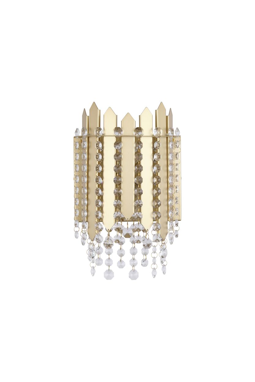 Searchlight Spear 2Lt Wandlamp, Goud Metaal with Helder Kristal