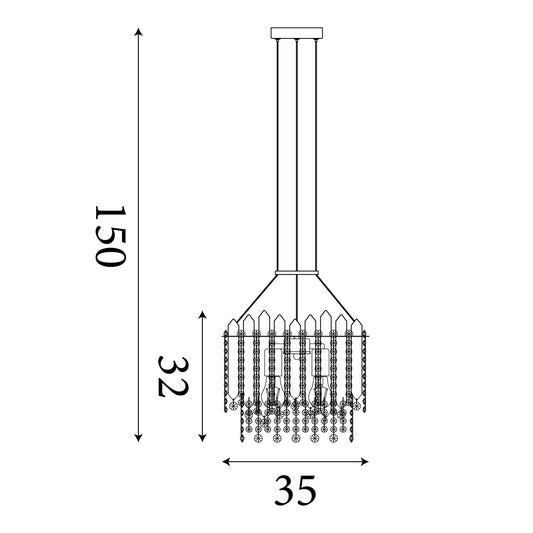 Searchlight Spear 5Lt Pendant, Gold Metal with Clear Crystal