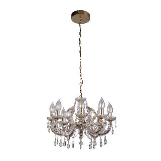 Searchlight Utah Outdoor 8Lt Pendant - Gold & Crystal