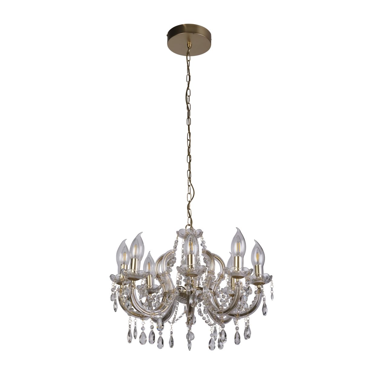 Searchlight Utah Buiten 8Lt Hanglamp Goud & Kristal