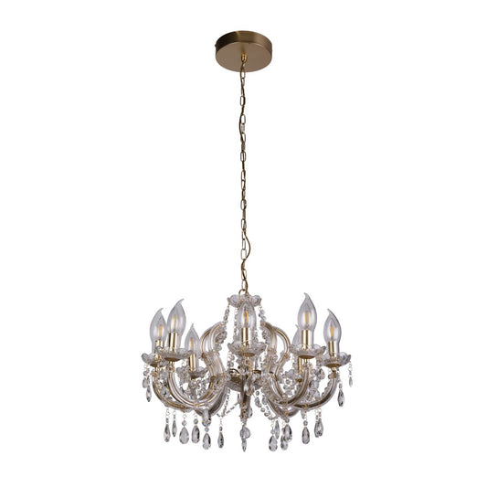 Searchlight Utah Buiten 8Lt Hanglamp Goud & Kristal