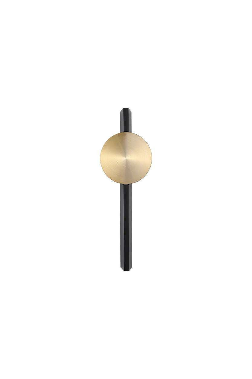Searchlight Shield LED Wandlamp, Sand Zwart and Messing Metaal