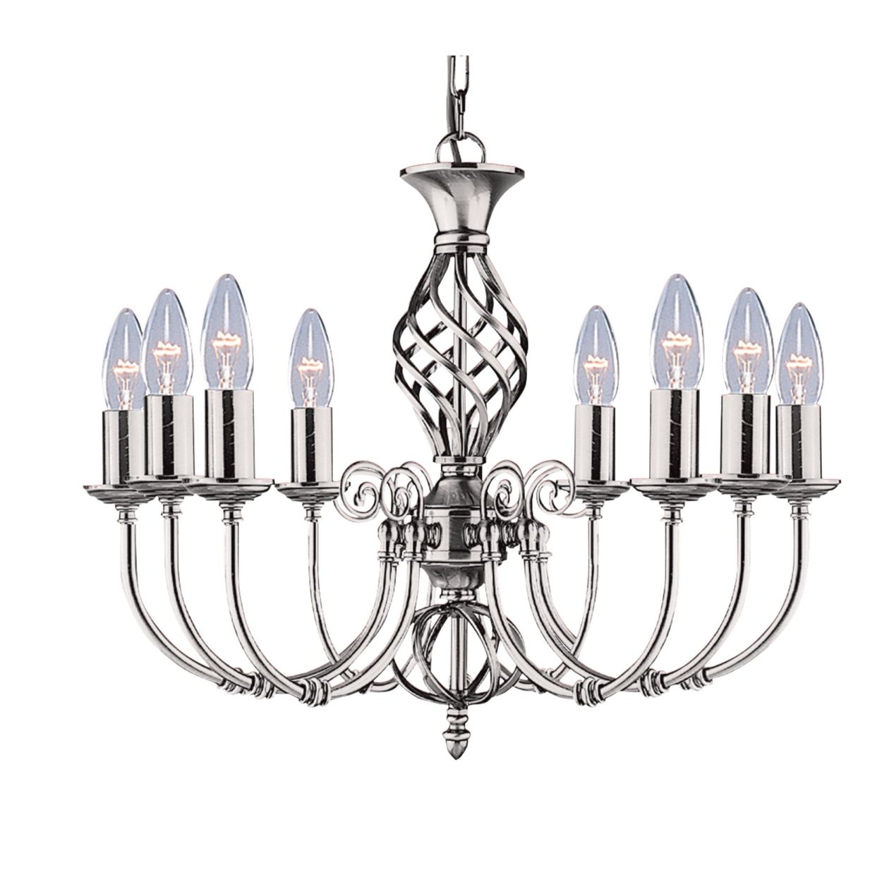 Searchlight Zanzibar 8Lt Hanglamp Satin Zilver Metaal