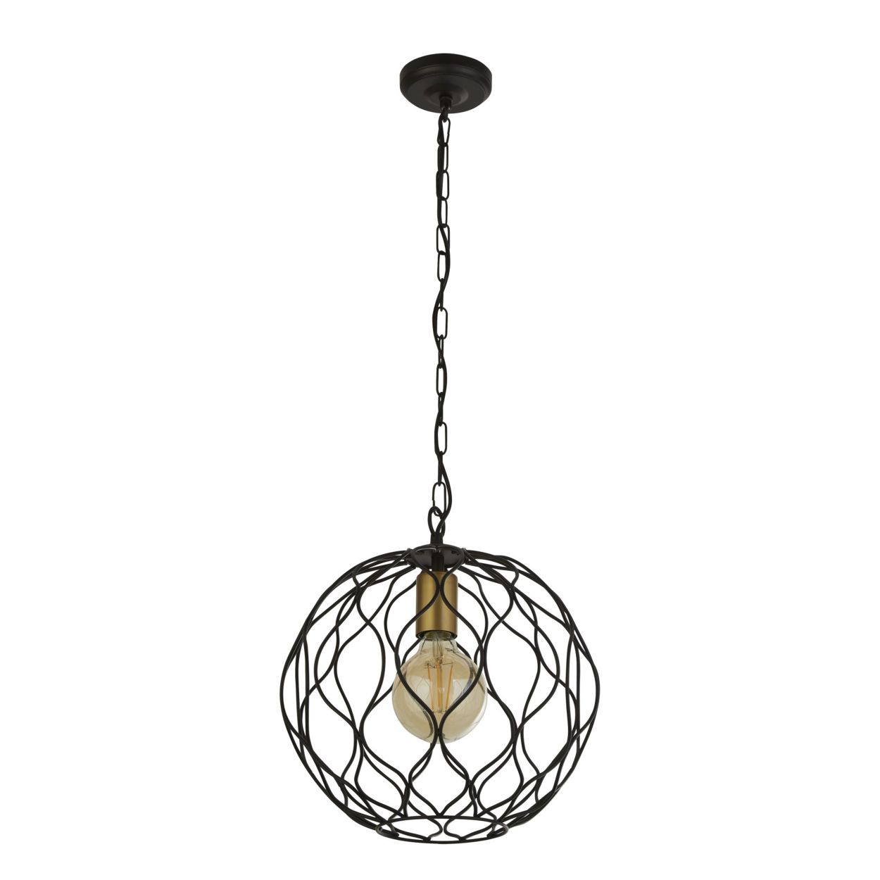 Searchlight Finesse Hanglamp Zwart & Goud Metaal