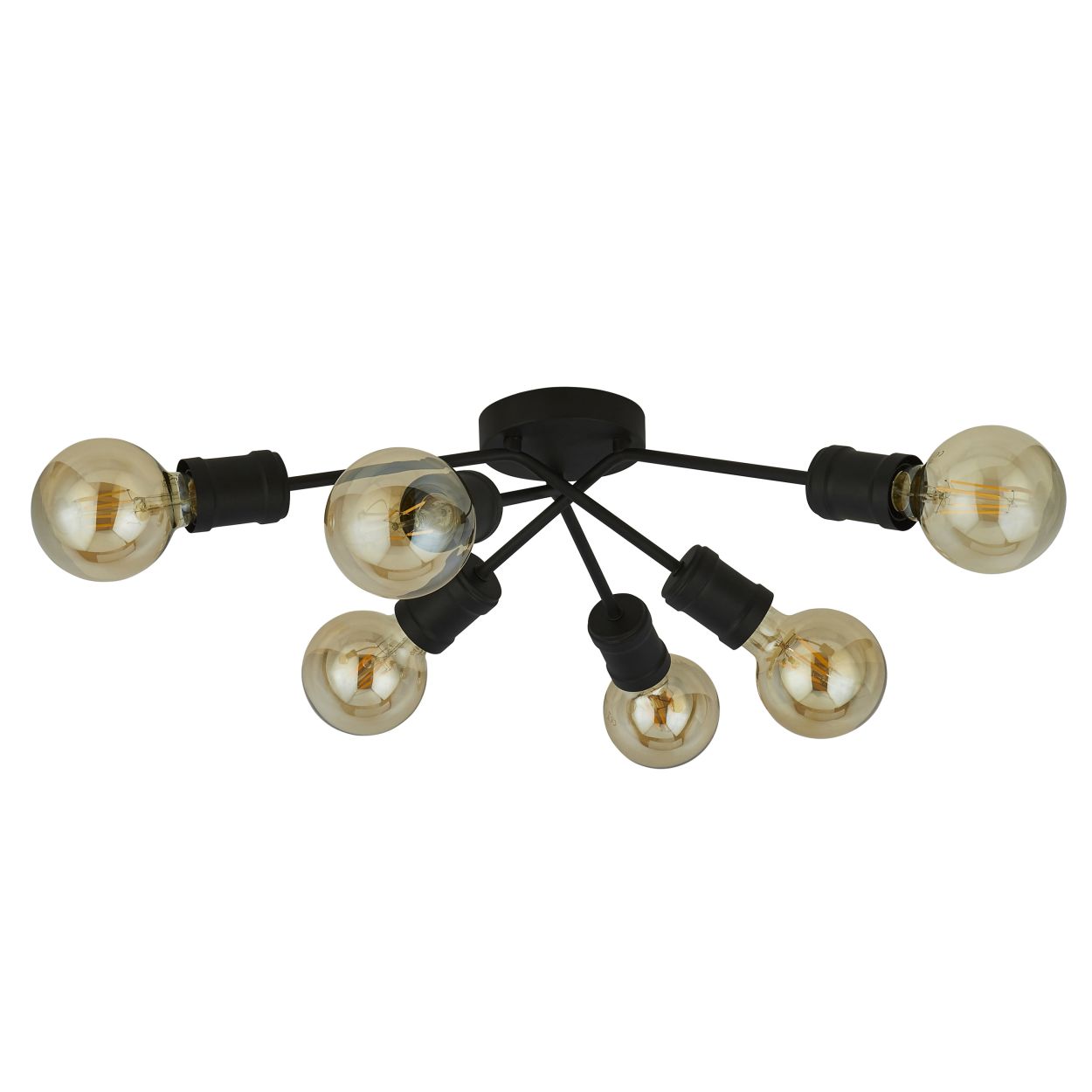 Searchlight Dance 6Lt Flush Sand Zwart Metaal