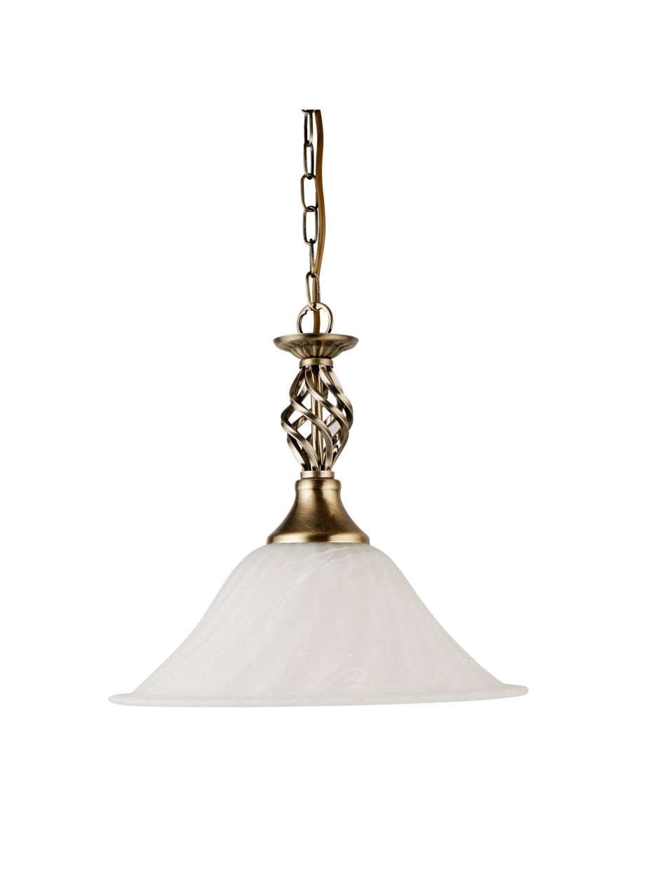 Searchlight Cameroon Hanglamp Antique Messing Metaal & Glas