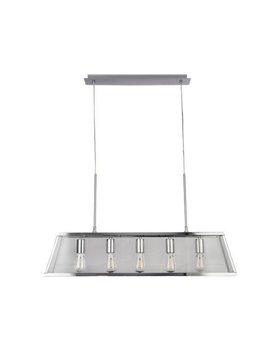 Searchlight Voyager 5Lt Bar Pendant - Chrome Metal & Glass