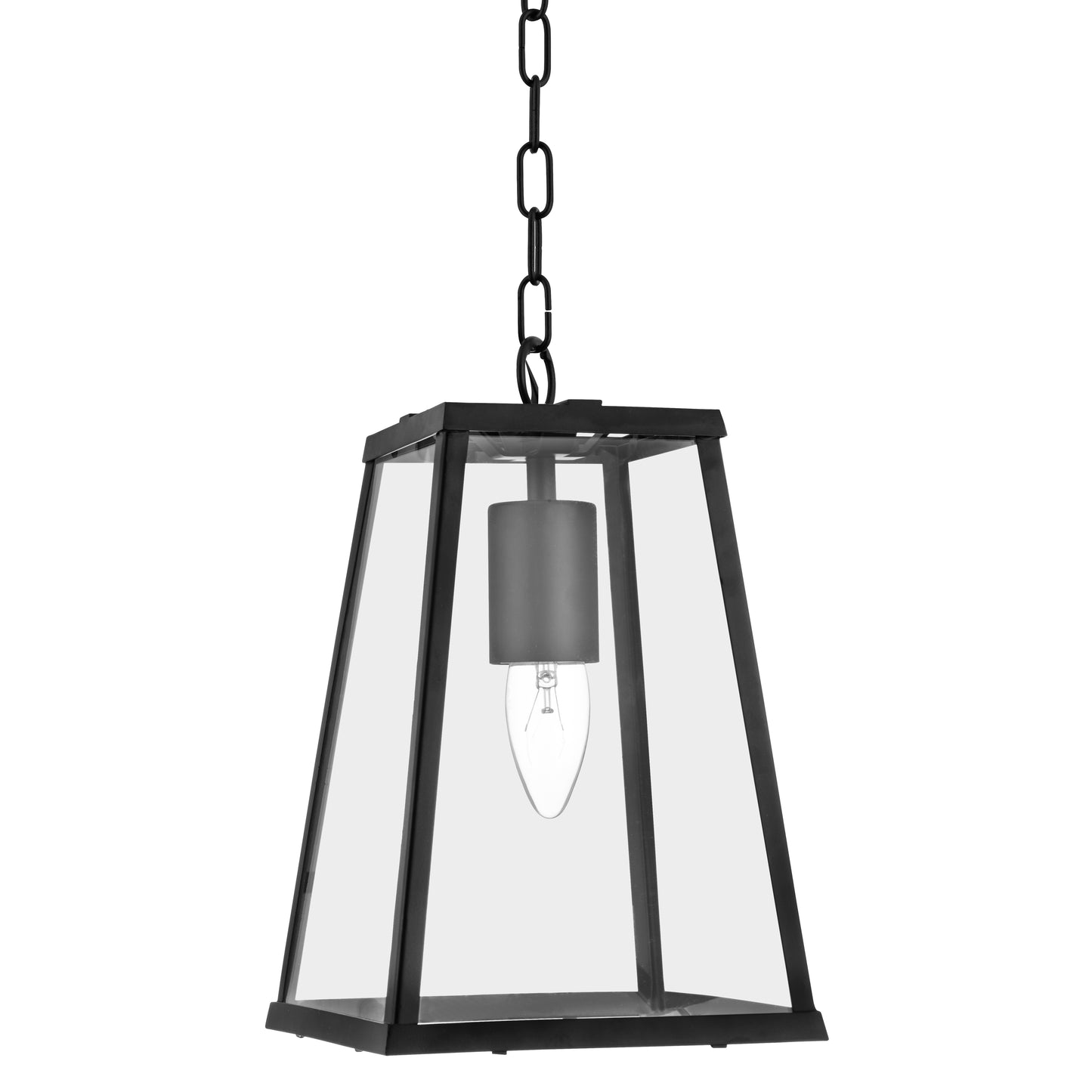 Searchlight Voyager Pendant  - Black Metal & Glass
