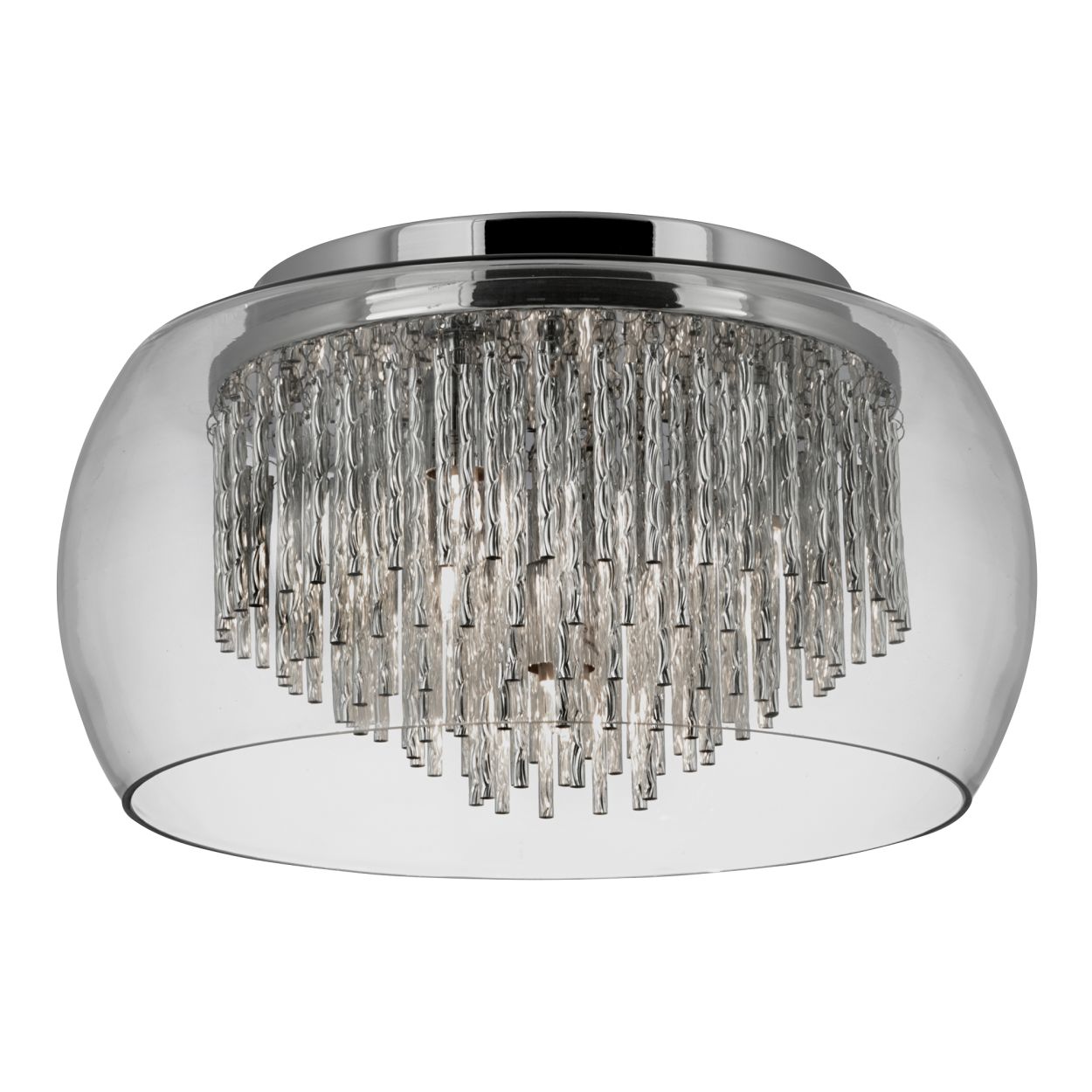 Searchlight Curva 4Lt Flush Chroom Metaal & Kristal Glas