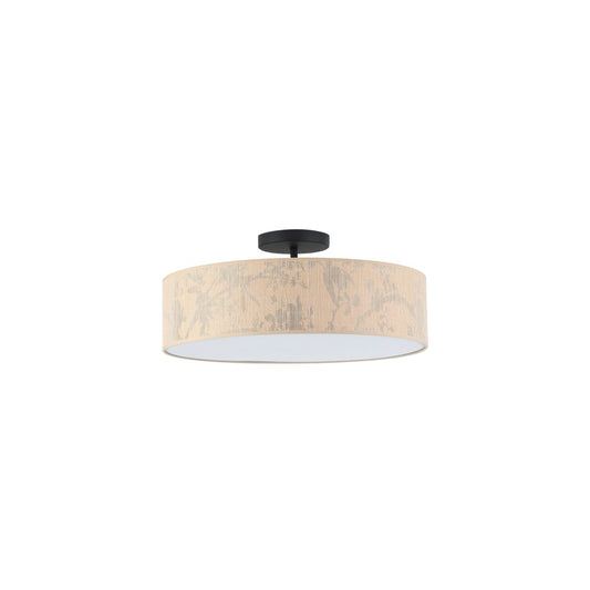 Searchlight Isla 3Lt Flush Recycled Paper Lampenkap and Zwart Metaal