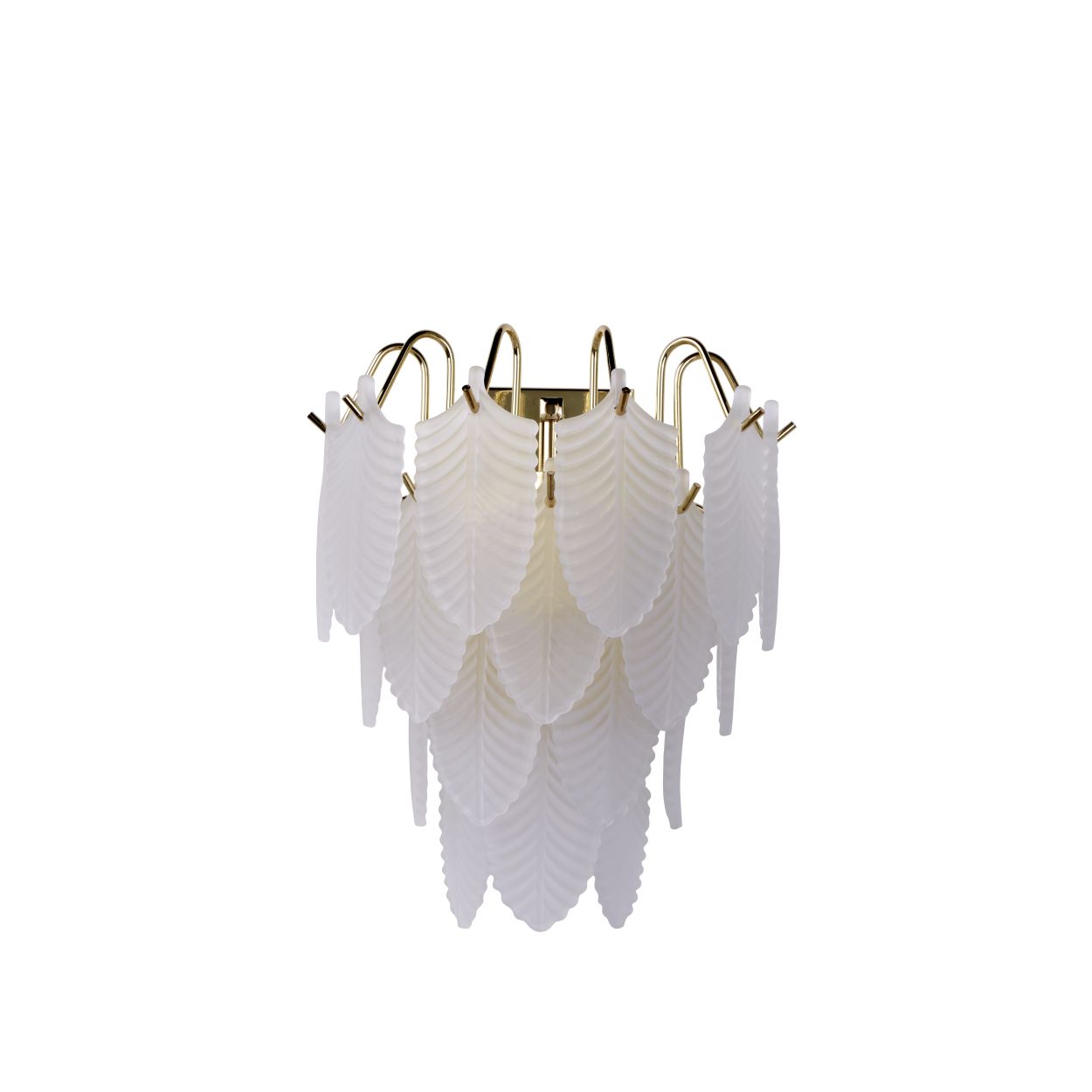 Searchlight Feather Wandlamp, Polished Messing with Mat Feather Gla