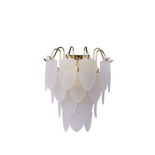 Searchlight Feather Wandlamp, Polished Messing with Mat Feather Gla