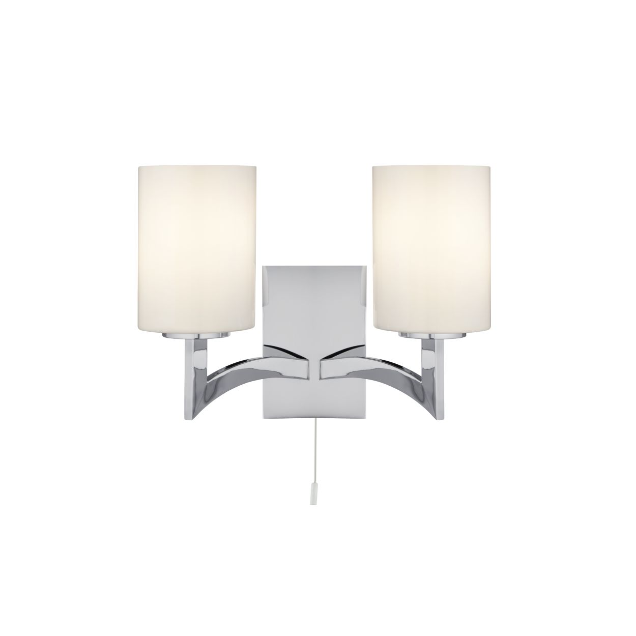 Searchlight Gina 2Lt Wandlamp Chroom & Wit Glas Shades