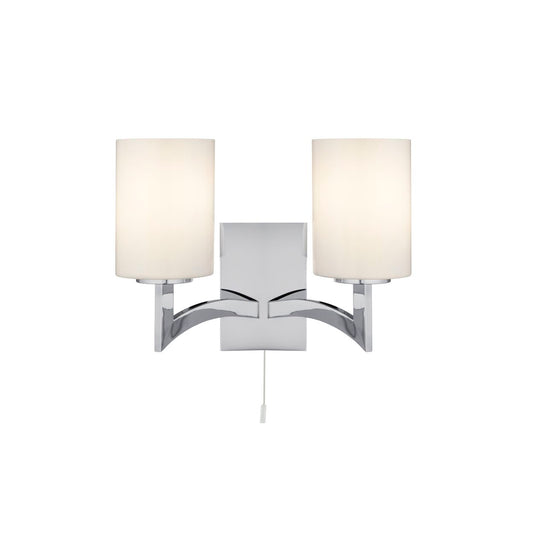 Searchlight Gina 2Lt Wandlamp Chroom & Wit Glas Shades