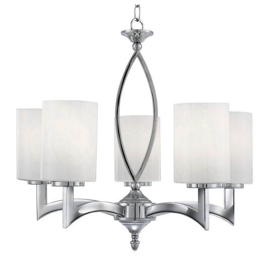 Searchlight Gina 5Lt Hanglamp Chroom & Wit Glas Shades