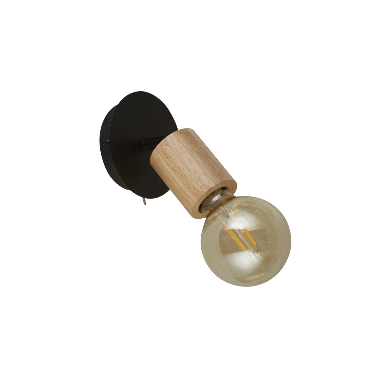 Searchlight Spinny Spot Wandlamp Hout & Mat Zwart Metaal