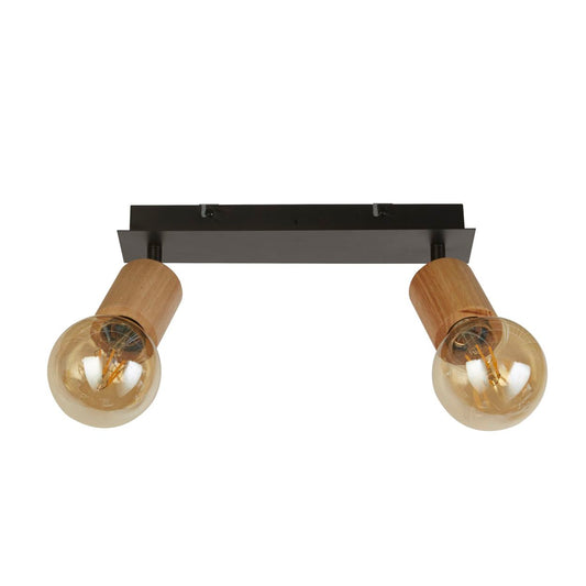Searchlight Spinny 2Lt Spot Hout & Mat Zwart Metaal