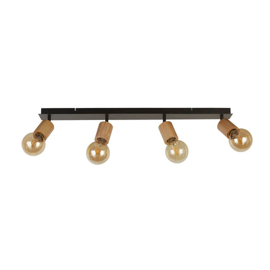 Searchlight Spinny 4Lt Bar Spot Hout & Mat Zwart Metaal